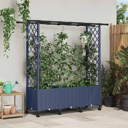 Verhoogd Bed Met Trellis En Dak 124 X 40 X 123 Cm Pp Grijs