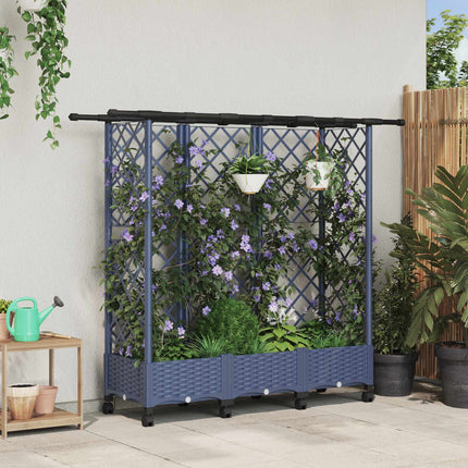 Verhoogd Bed Met Trellis En Dak 124 X 40 X 123 Cm Pp Grijs