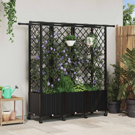 Verhoogd Bed Met Trellis En Dak 124 X 40 X 123 Cm Pp Zwart