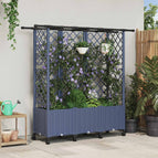163,5 x 40 x 148 cm / met een plat dak (3 zijkanten trellis) op wielen