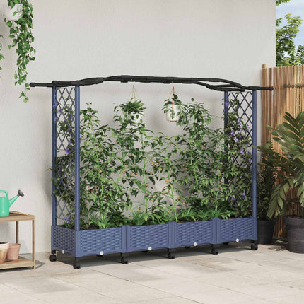 Verhoogd Bed Met Trellis En Dak 124 X 40 X 123 Cm Pp Grijs