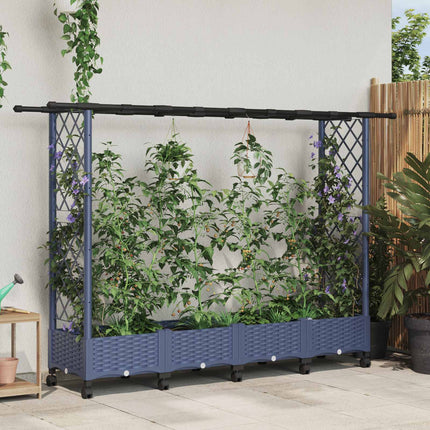 Verhoogd Bed Met Trellis En Dak 124 X 40 X 123 Cm Pp Grijs