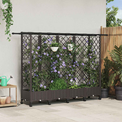 Verhoogd Bed Met Trellis En Dak 124 X 40 X 123 Cm Pp Bruin