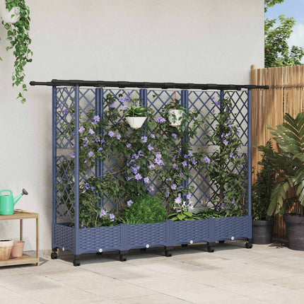 Verhoogd Bed Met Trellis En Dak 124 X 40 X 123 Cm Pp Grijs
