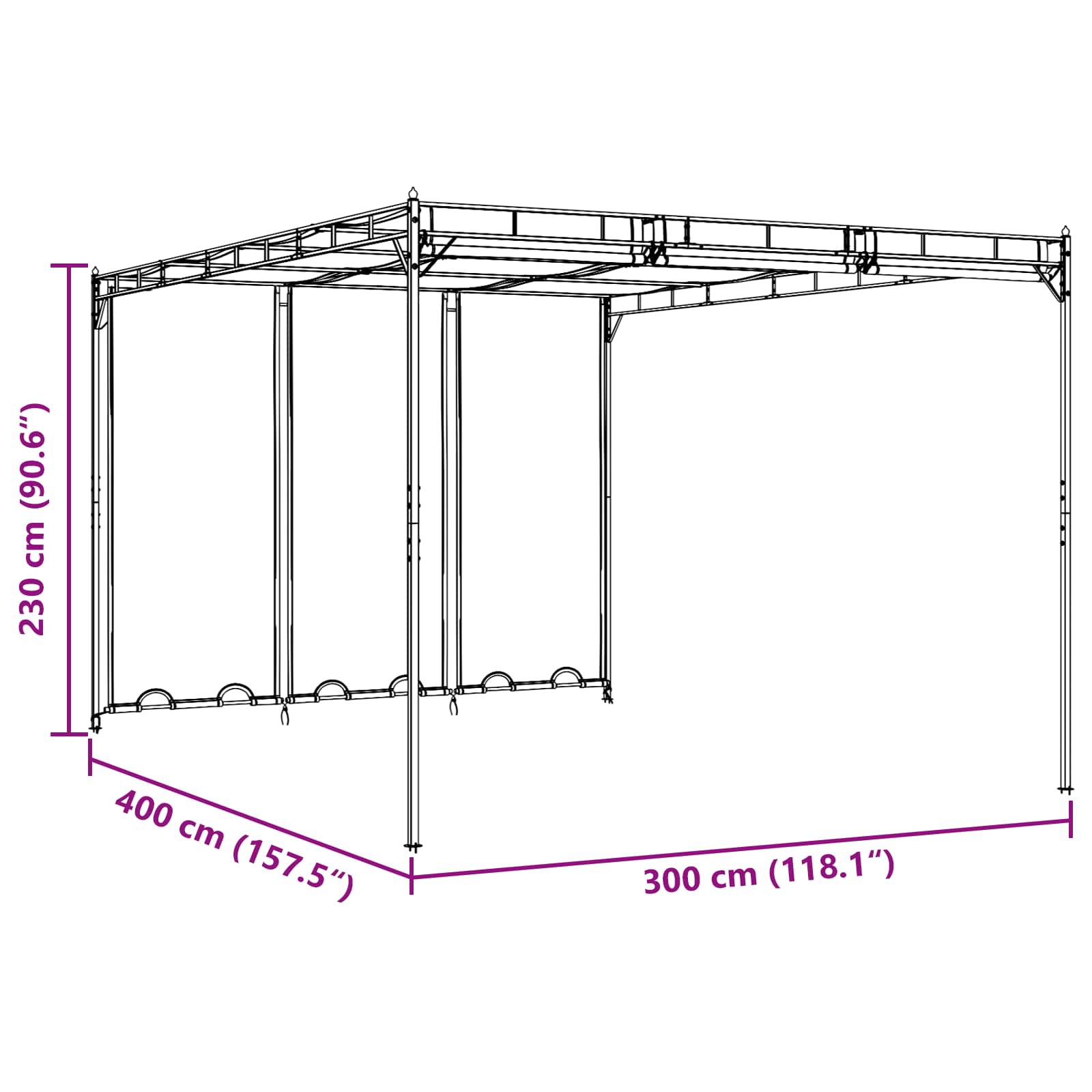 Paviljoen 4 X 3 X 2,3 M Polyester En Staal