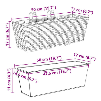 Reling 2 Pcs 50 X 17 X 17 Cm Metaal