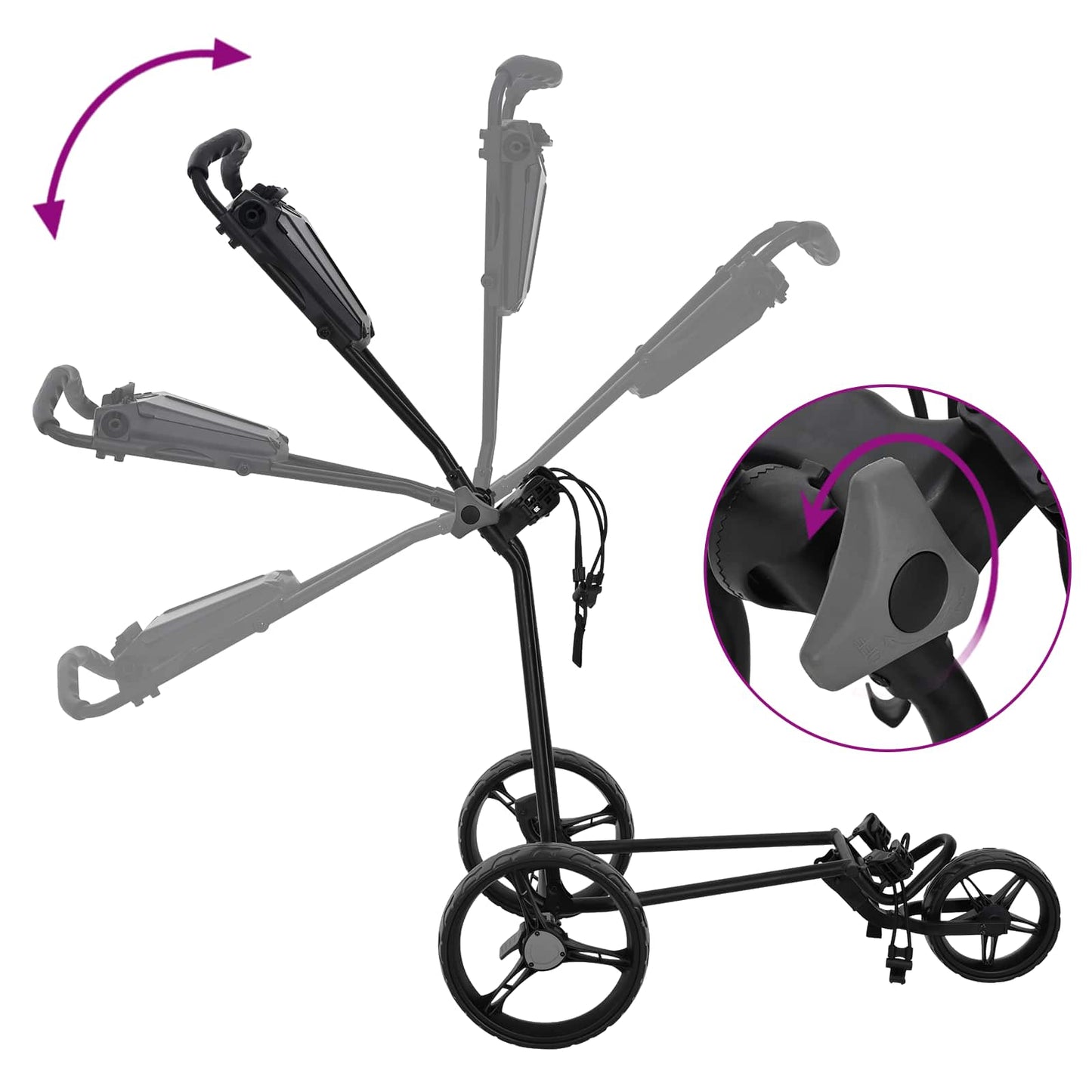 Golf Trolley Zwart 95 X 60 X 130 Cm Ijzer