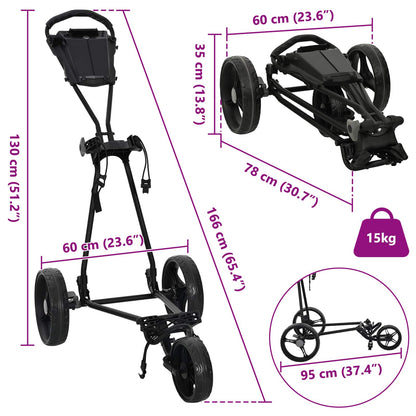 Golf Trolley Zwart 95 X 60 X 130 Cm Ijzer