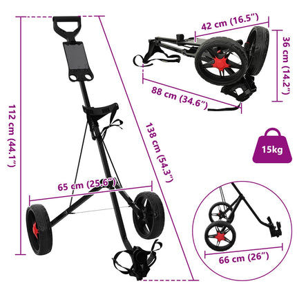 Golf Trolley Zwart 66 X 65 X 112 Cm Ijzer