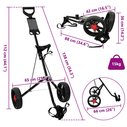 Golf Trolley Zwart 66 X 65 X 112 Cm Ijzer