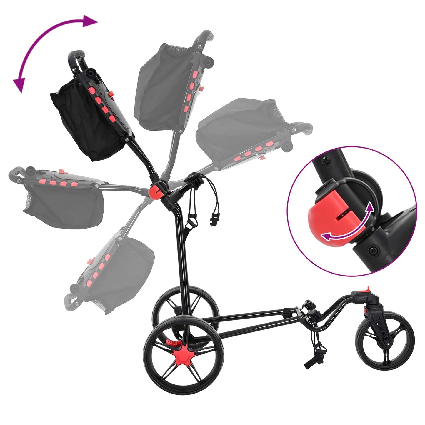 Golf Trolley Zwart 110 X 60 X 132 Cm Ijzer