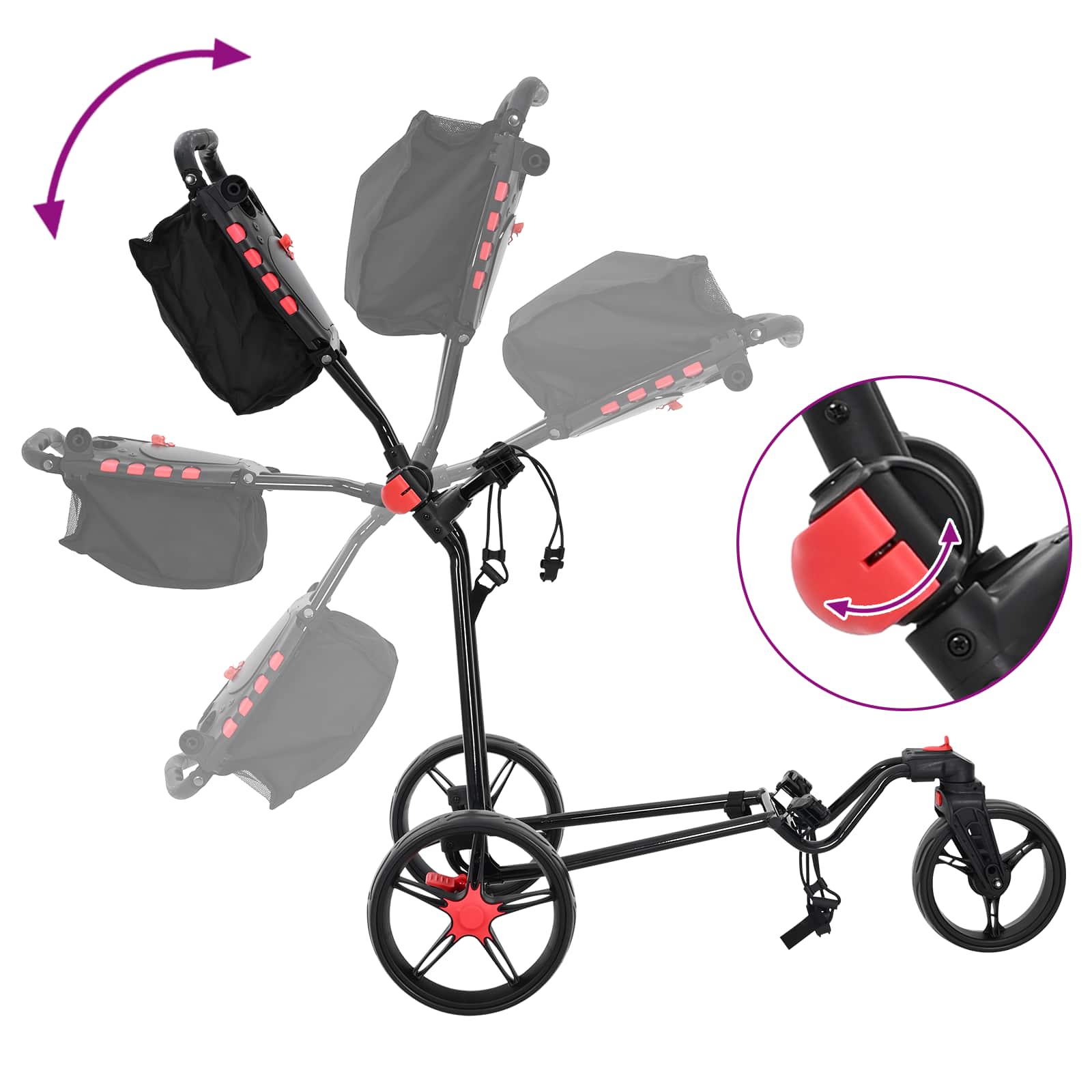 Golf Trolley Zwart 110 X 60 X 132 Cm Ijzer