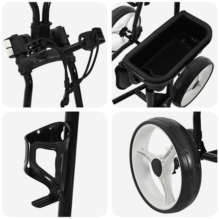 Golf Trolley Met Zitplaats Zwart En Wit 100 X 60 X 130 Cm Ijzer