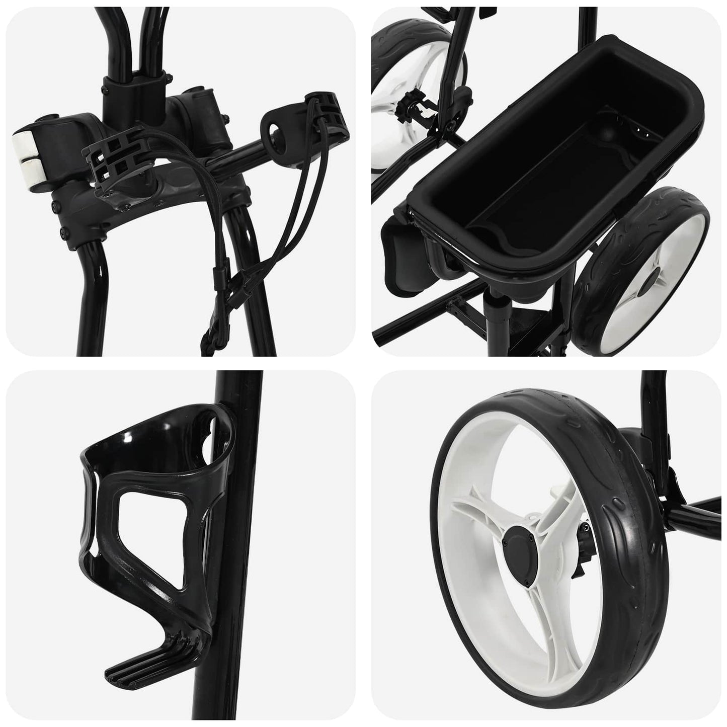 Golf Trolley Met Zitplaats Zwart En Wit 100 X 60 X 130 Cm Ijzer