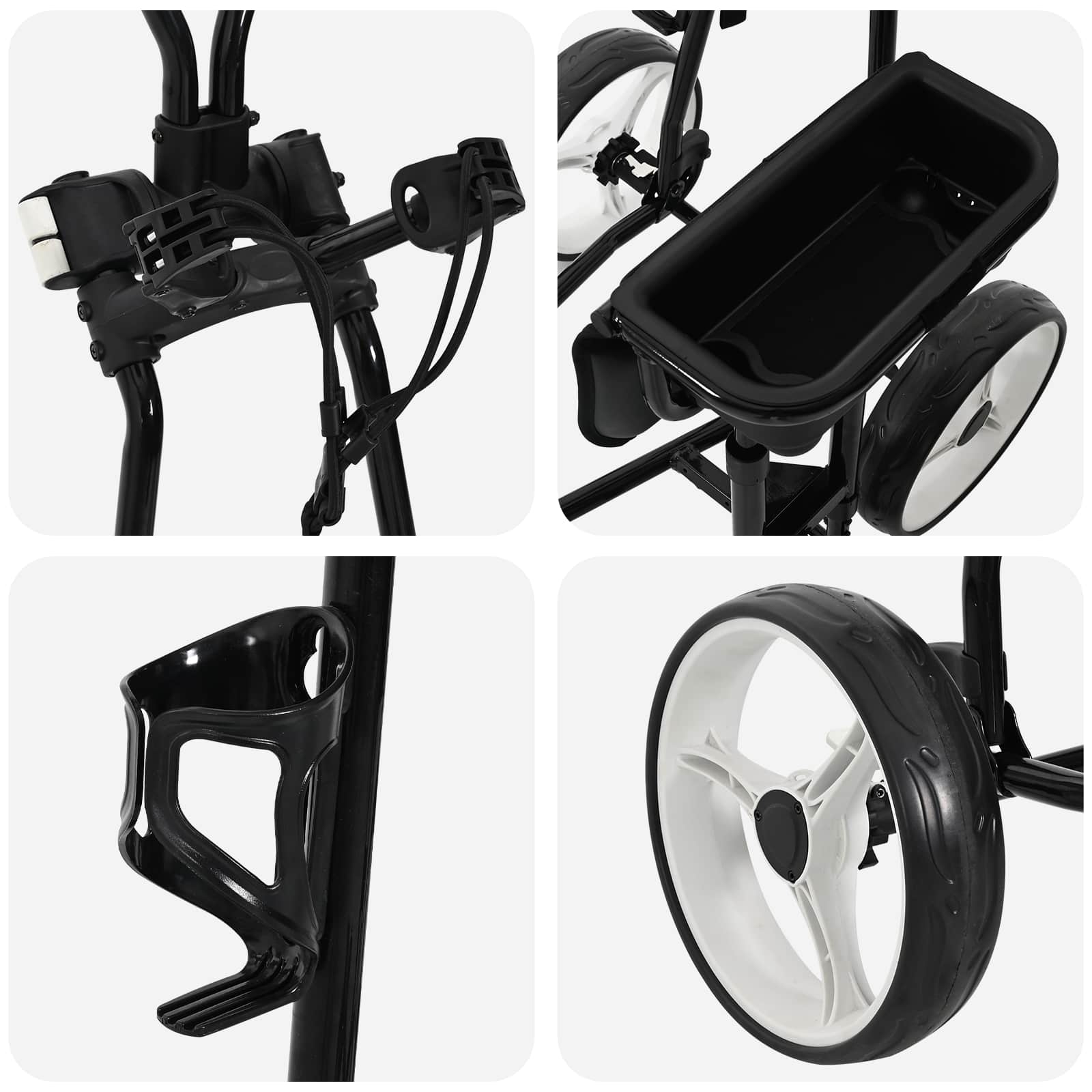 Golf Trolley Met Zitplaats Zwart En Wit 100 X 60 X 130 Cm Ijzer