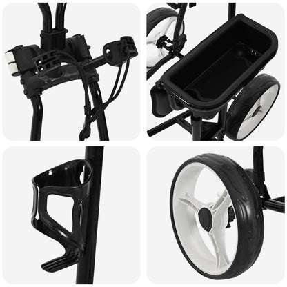 Golf Trolley Met Zitplaats Zwart En Wit 100 X 60 X 130 Cm Ijzer