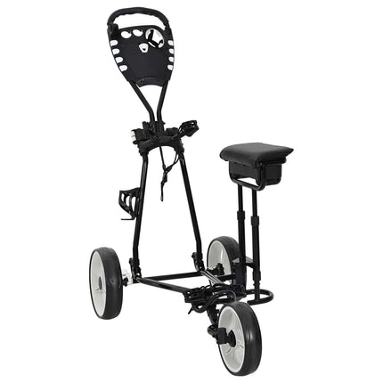 Golf Trolley Met Zitplaats Zwart En Wit 100 X 60 X 130 Cm Ijzer