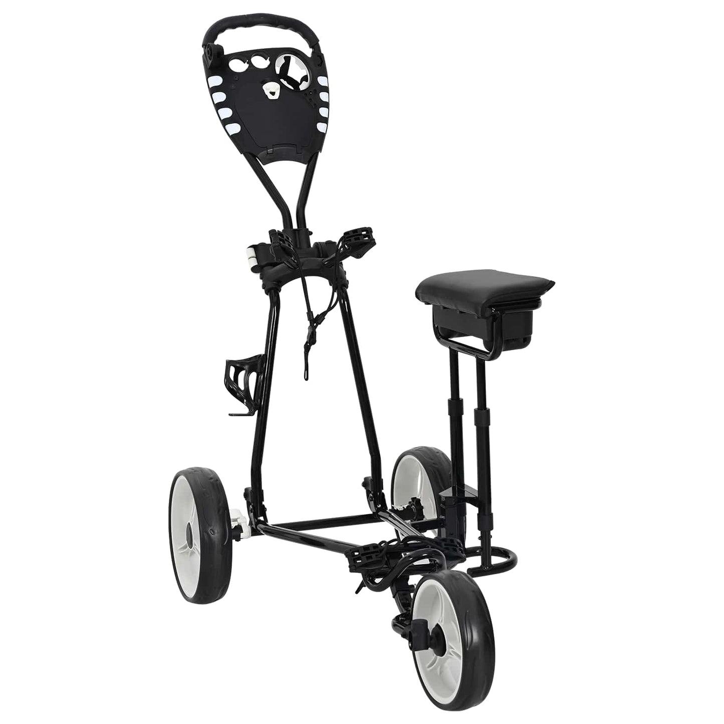 Golf Trolley Met Zitplaats Zwart En Wit 100 X 60 X 130 Cm Ijzer