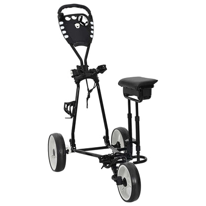 Golf Trolley Met Zitplaats Zwart En Wit 100 X 60 X 130 Cm Ijzer