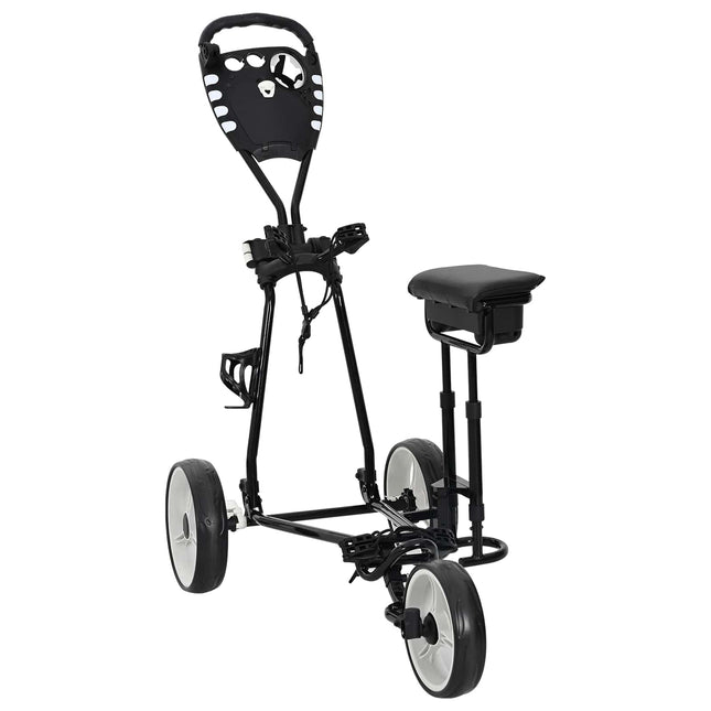Golf Trolley Met Zitplaats Zwart En Wit 100 X 60 X 130 Cm Ijzer