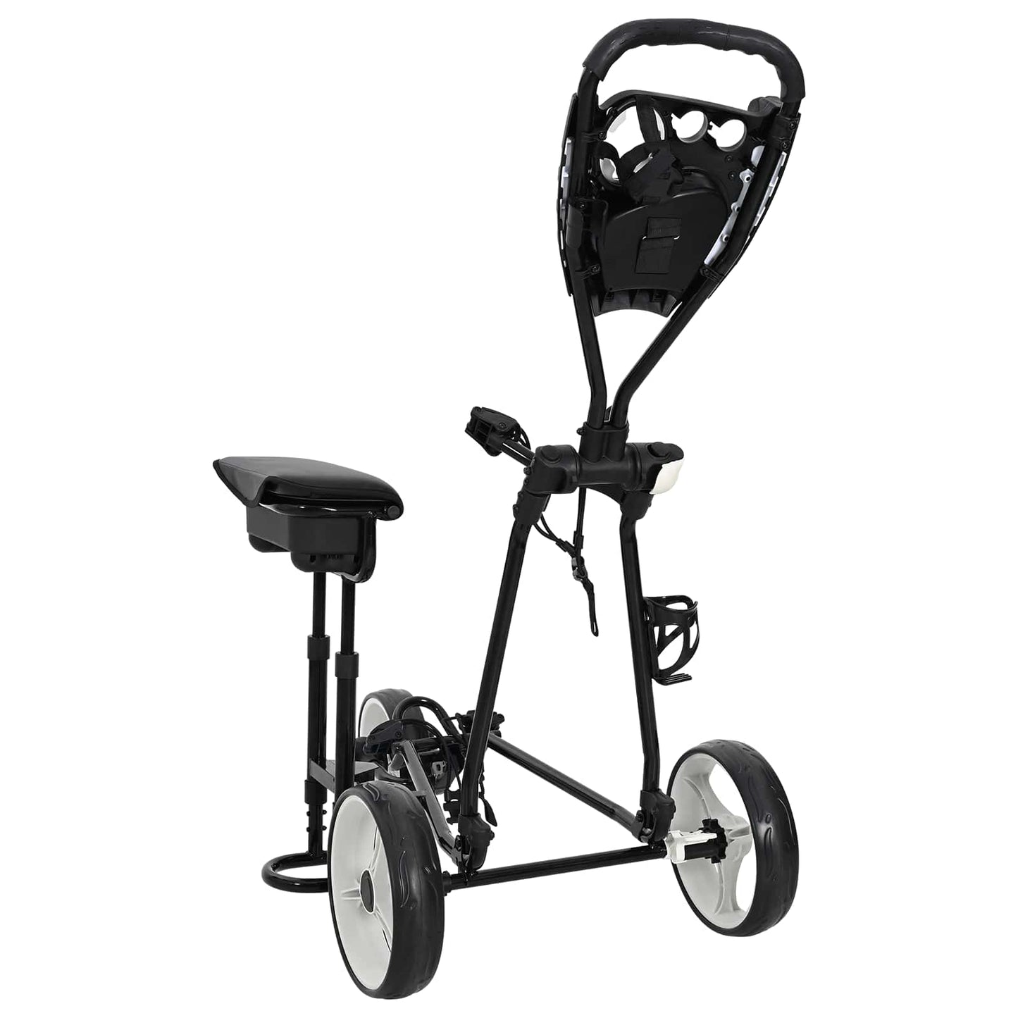 Golf Trolley Met Zitplaats Zwart En Wit 100 X 60 X 130 Cm Ijzer