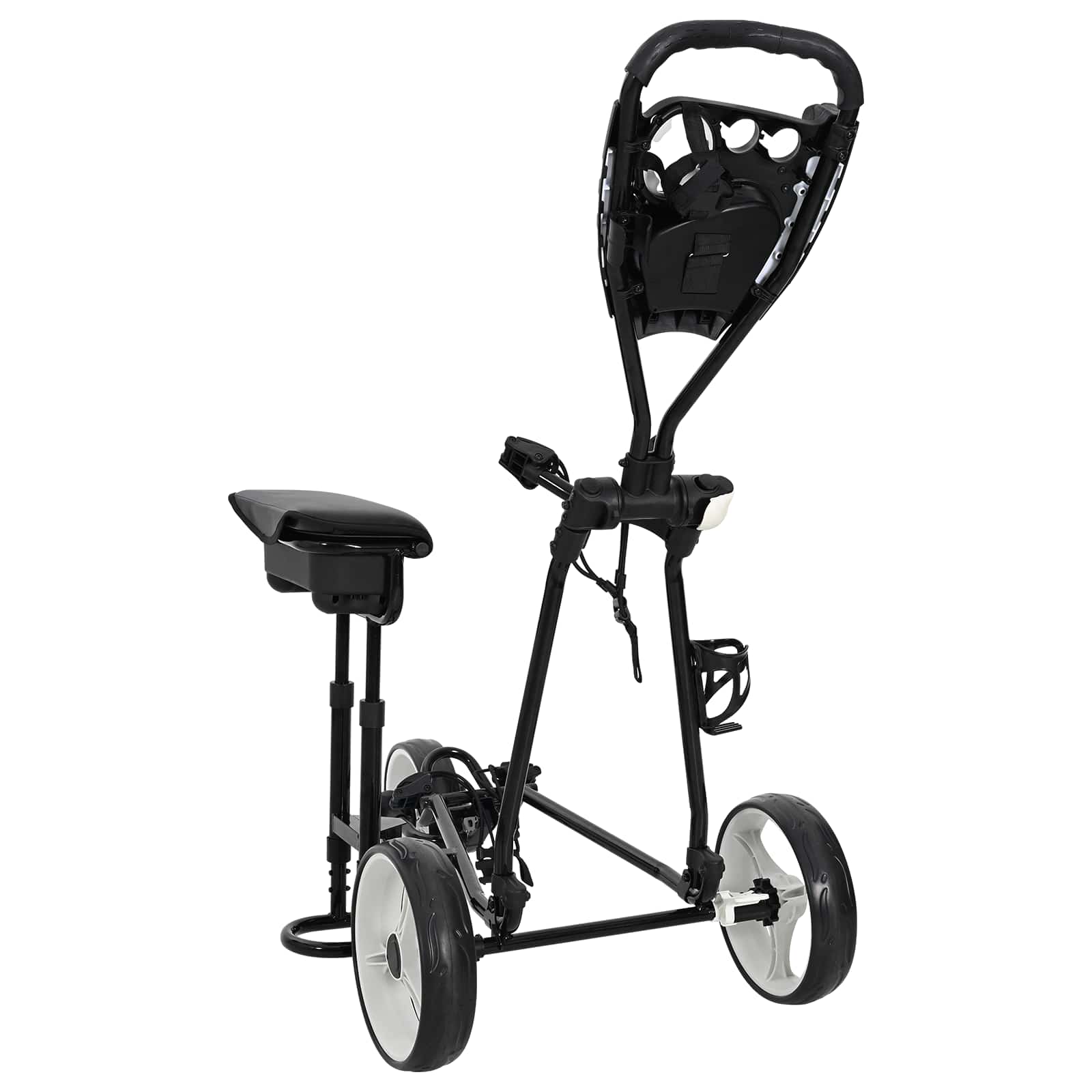 Golf Trolley Met Zitplaats Zwart En Wit 100 X 60 X 130 Cm Ijzer