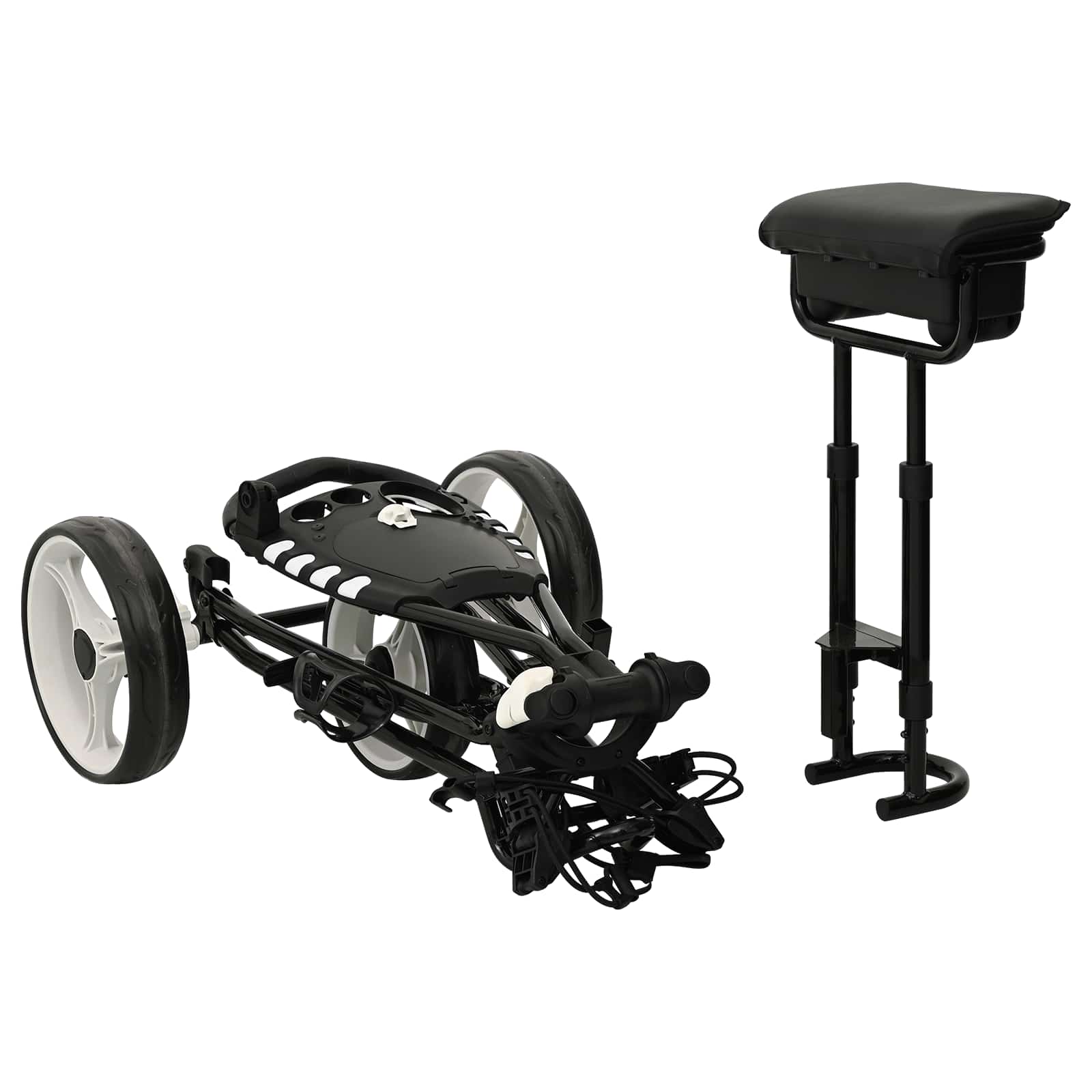 Golf Trolley Met Zitplaats Zwart En Wit 100 X 60 X 130 Cm Ijzer