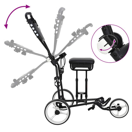 Golf Trolley Met Zitplaats Zwart En Wit 100 X 60 X 130 Cm Ijzer