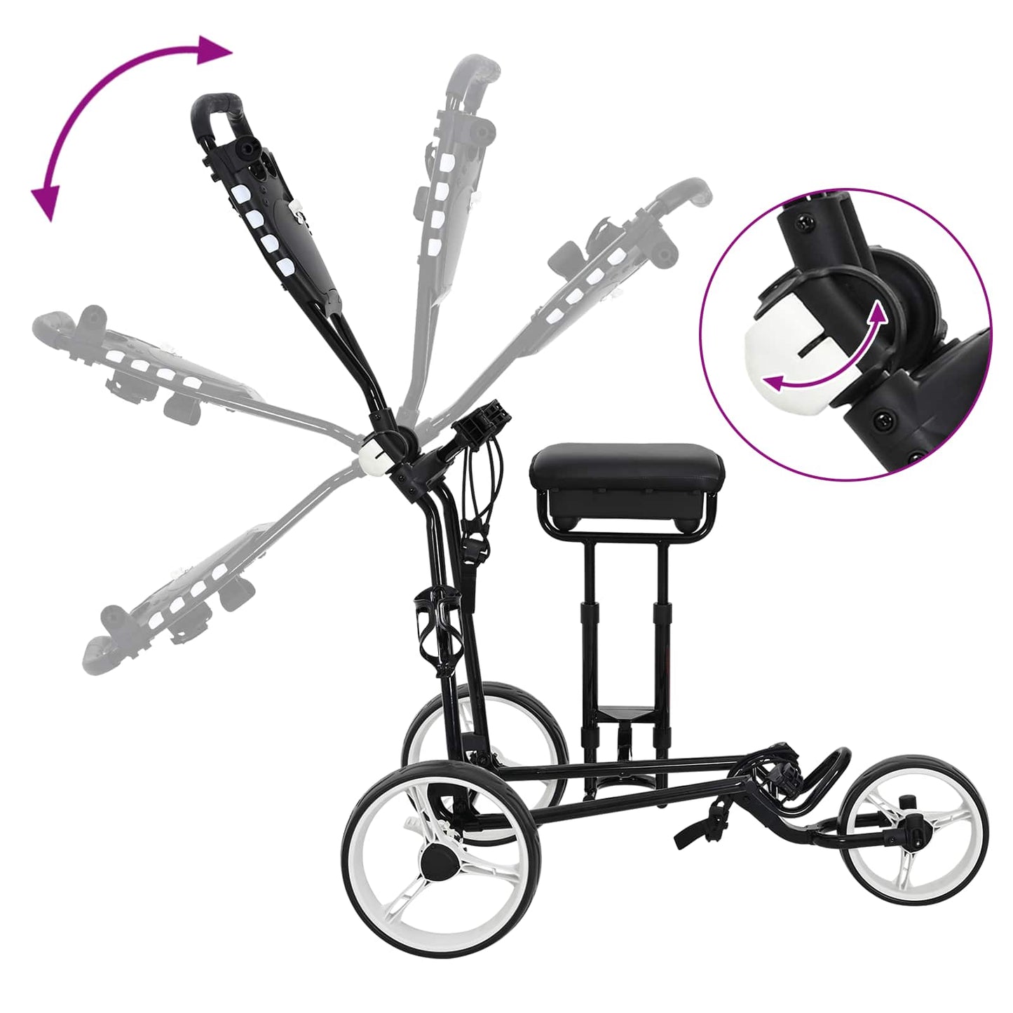 Golf Trolley Met Zitplaats Zwart En Wit 100 X 60 X 130 Cm Ijzer