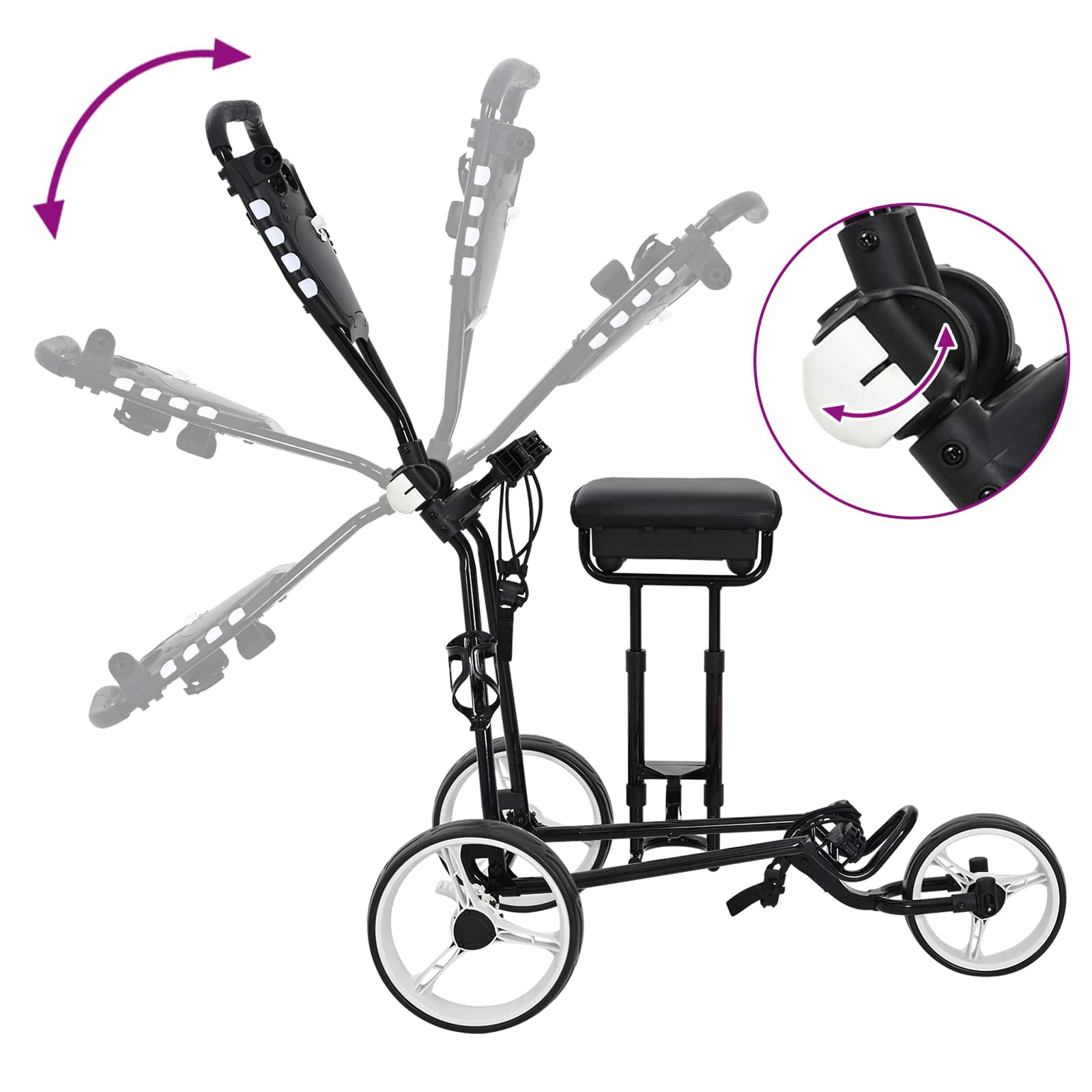 Golf Trolley Met Zitplaats Zwart En Wit 100 X 60 X 130 Cm Ijzer
