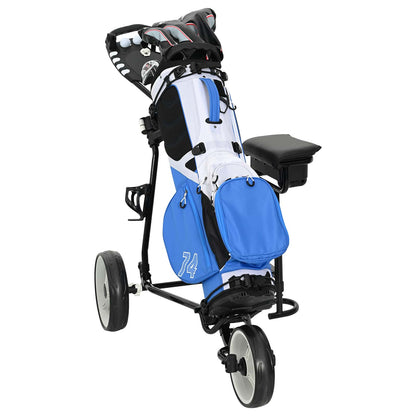 Golf Trolley Met Zitplaats Zwart En Wit 100 X 60 X 130 Cm Ijzer