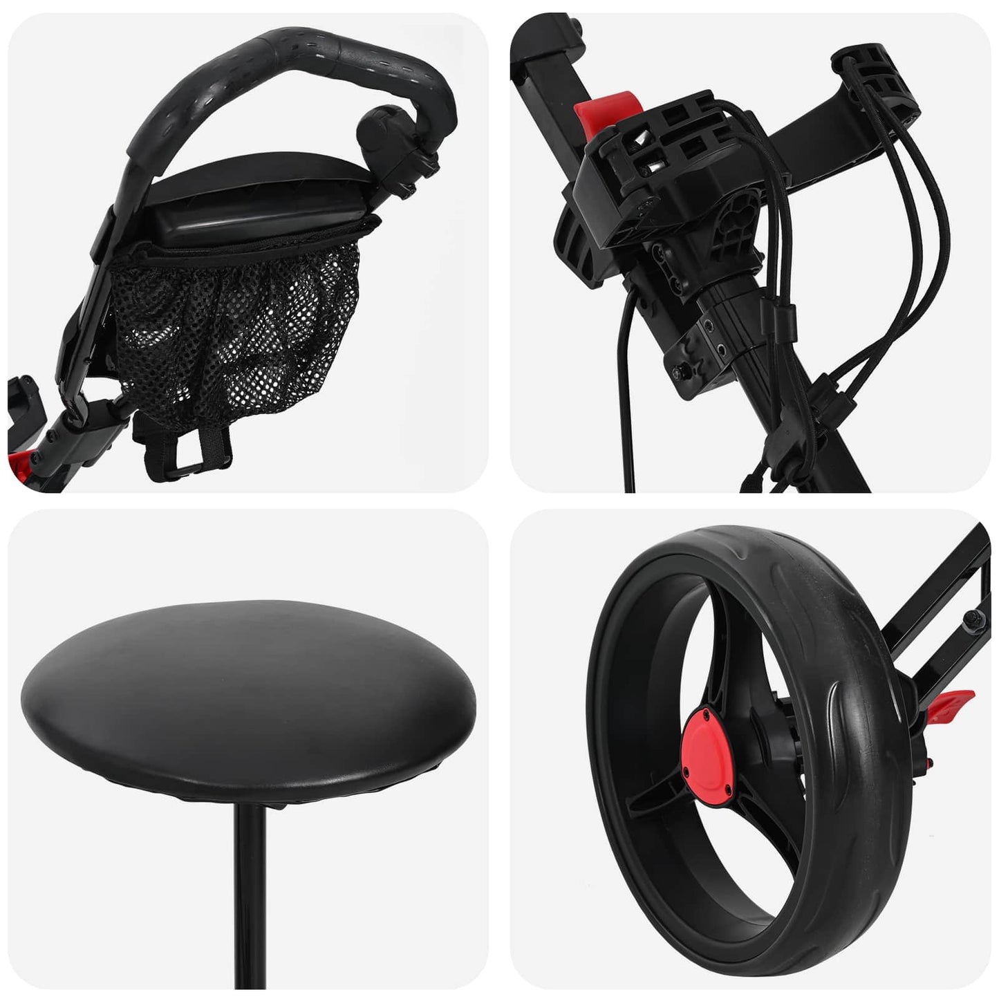 Golf Trolley Met Zitplaats Zwart 95 X 69 X 114 Cm Ijzer