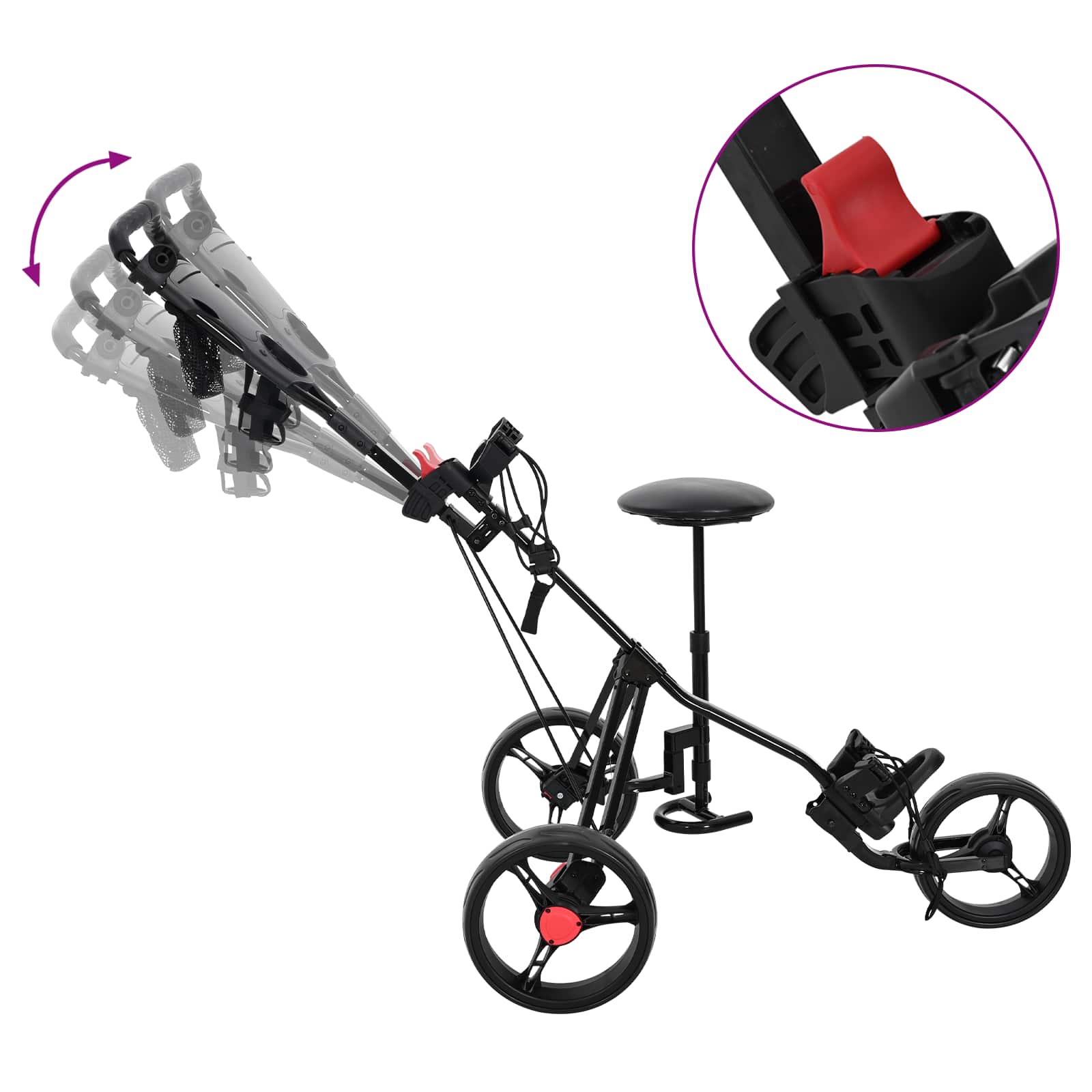 Golf Trolley Met Zitplaats Zwart 95 X 69 X 114 Cm Ijzer
