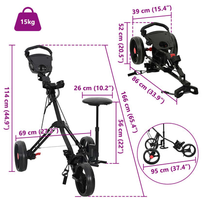 Golf Trolley Met Zitplaats Zwart 95 X 69 X 114 Cm Ijzer