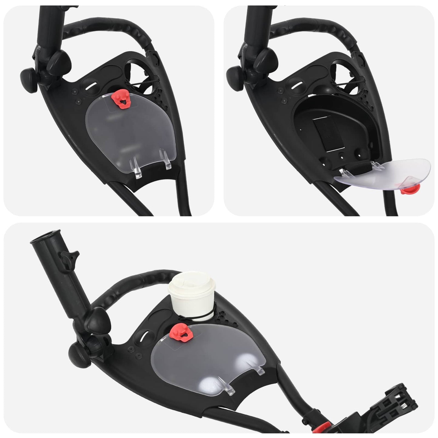 Golf Trolley Met Zitplaats Zwart Aluminium Opvouwbaar