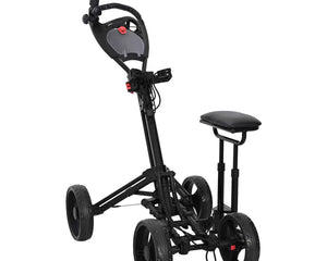 Golf Trolley Met Zitplaats Zwart Aluminium Opvouwbaar
