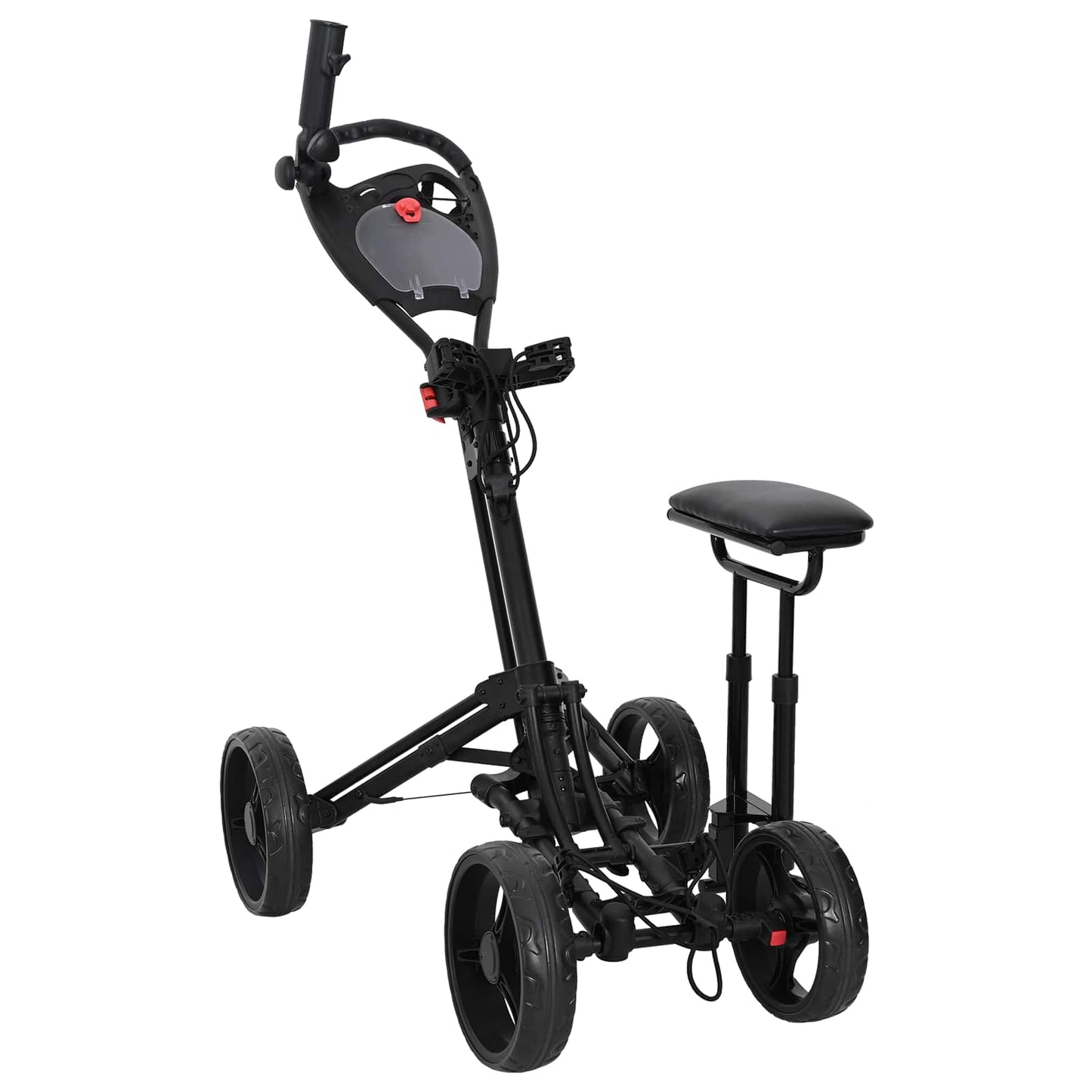 Golf Trolley Met Zitplaats Zwart Aluminium Opvouwbaar
