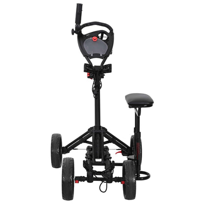 Golf Trolley Met Zitplaats Zwart Aluminium Opvouwbaar