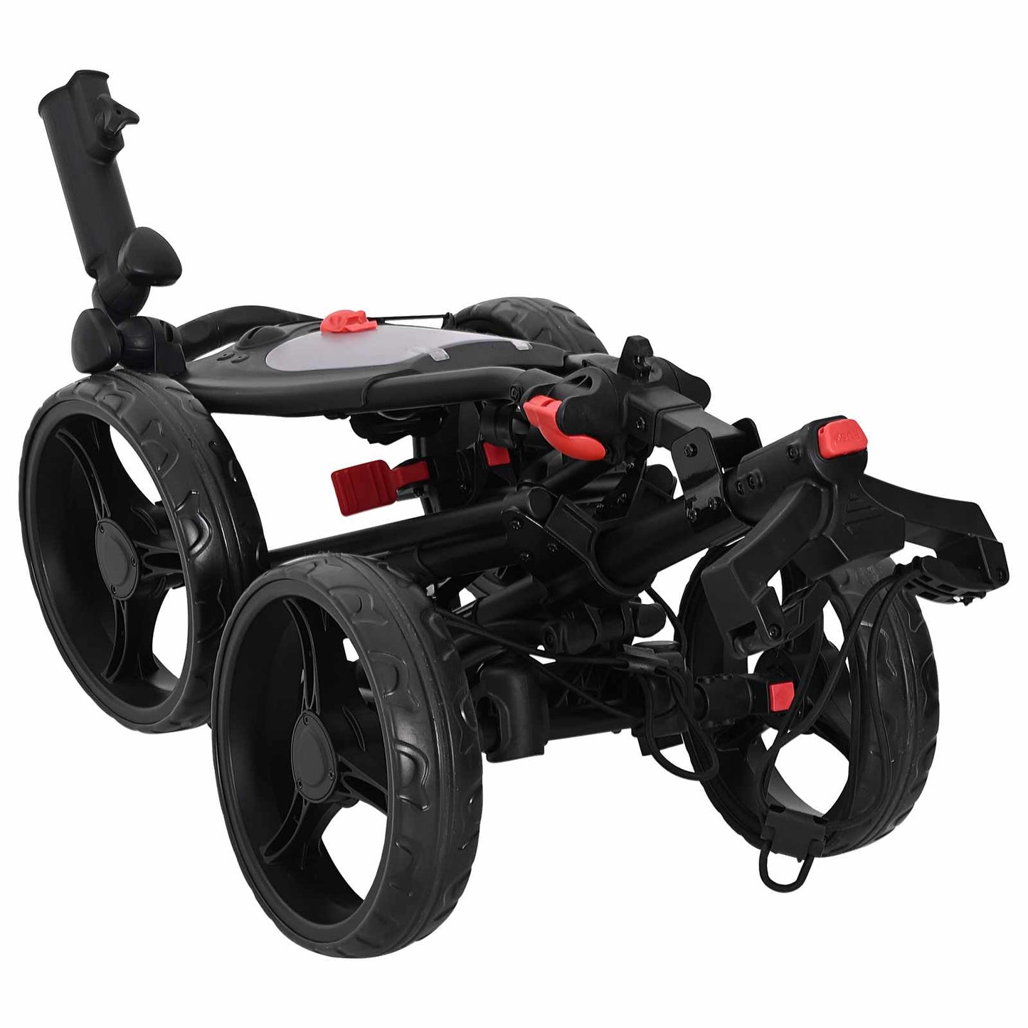 Golf Trolley Met Zitplaats Zwart Aluminium Opvouwbaar