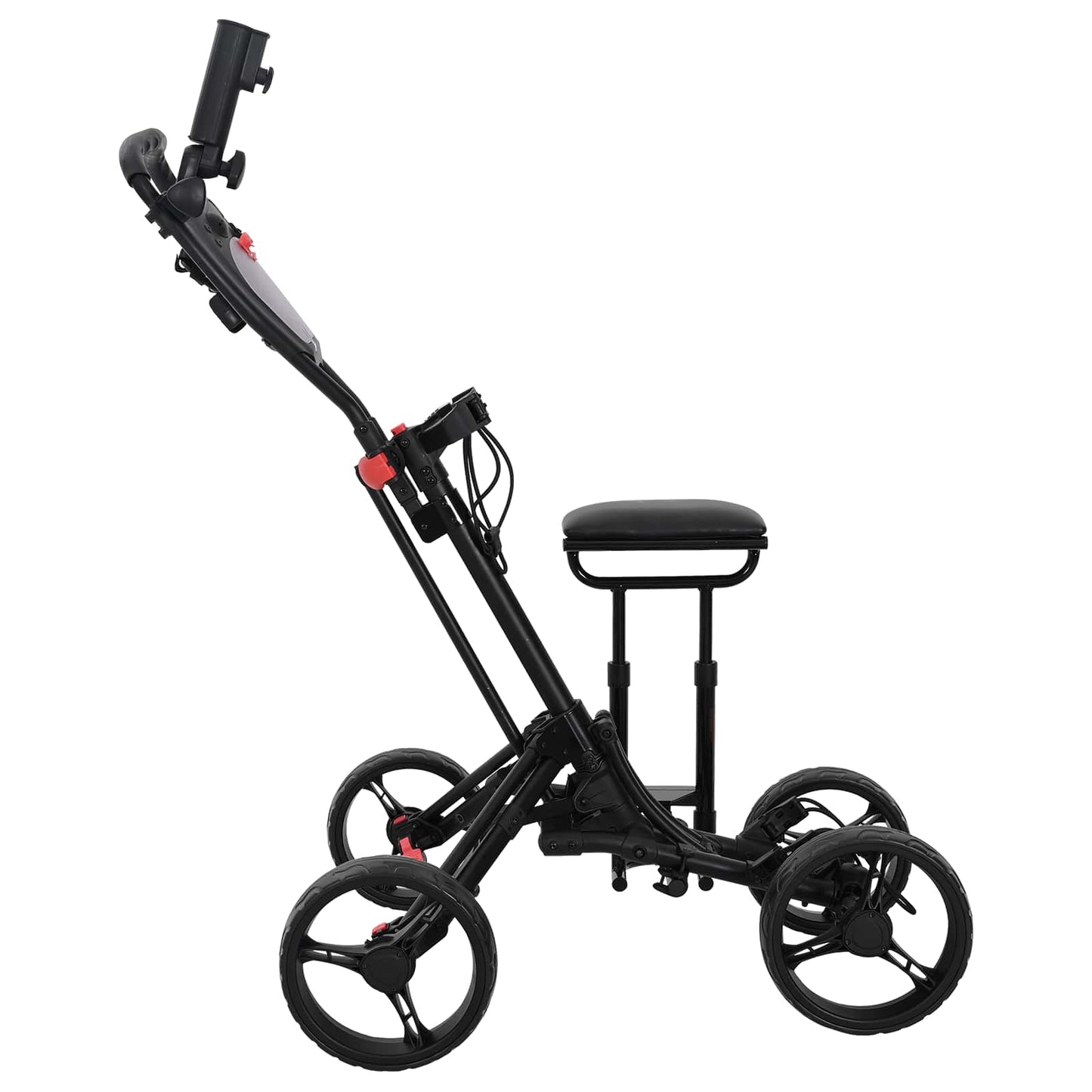 Golf Trolley Met Zitplaats Zwart Aluminium Opvouwbaar