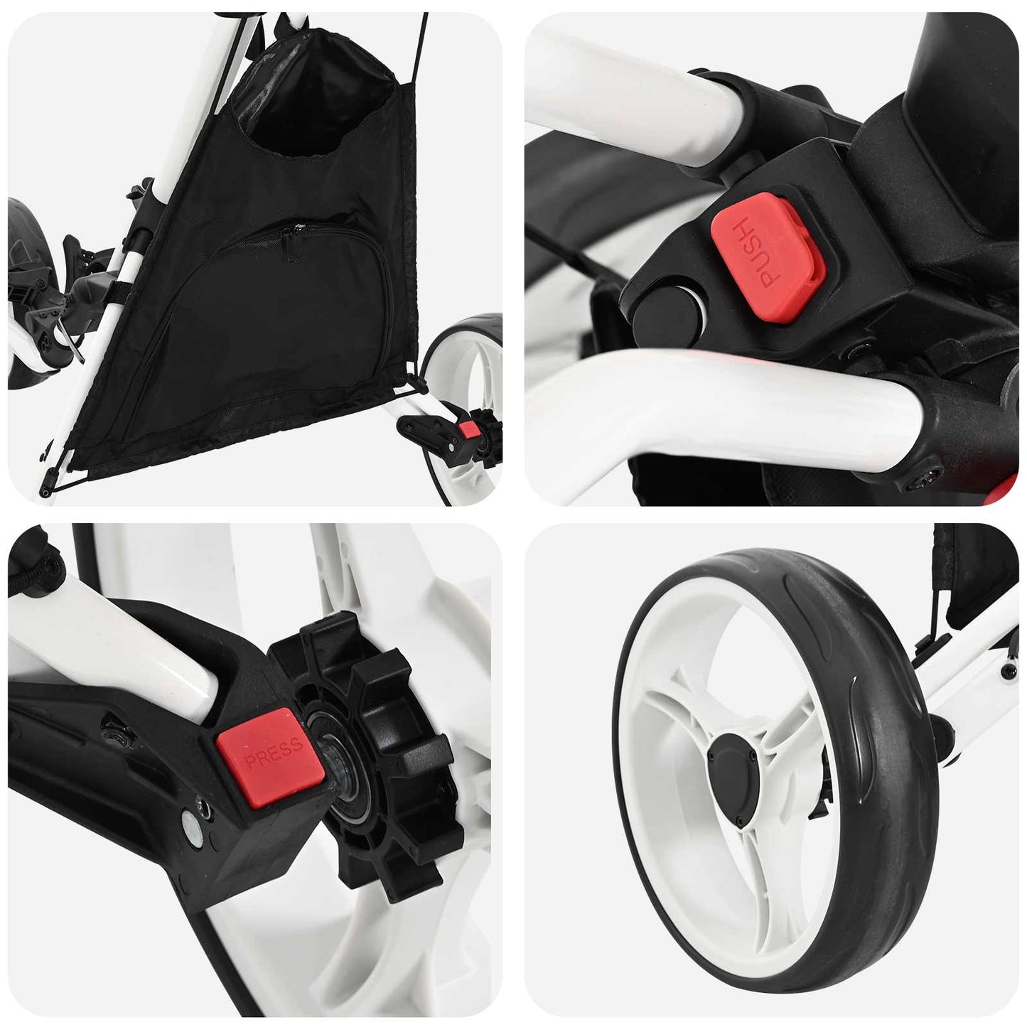 Golf Trolley Zwart En Wit 100 X 69 X 114 Cm Aluminium
