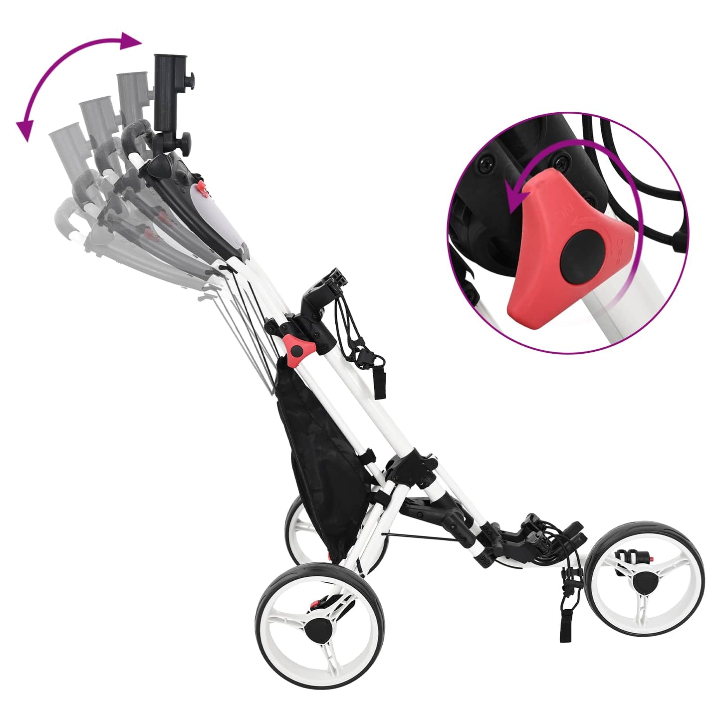 Golf Trolley Zwart En Wit 100 X 69 X 114 Cm Aluminium