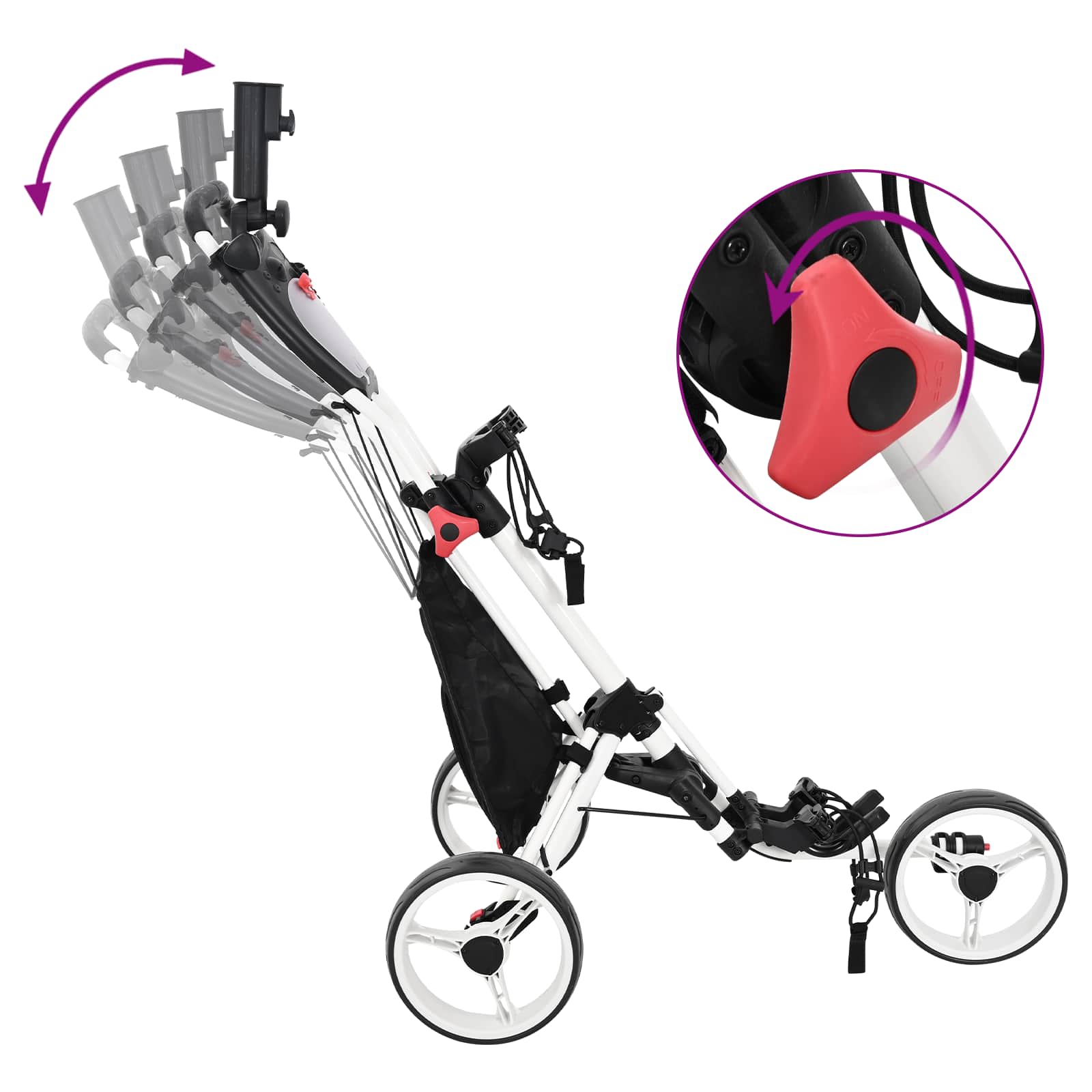 Golf Trolley Zwart En Wit 100 X 69 X 114 Cm Aluminium