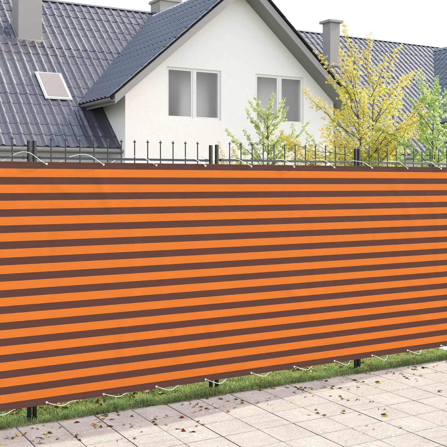 Balkon Privacy Scherm Stof Met Pu-Coating Oranje En Bruin