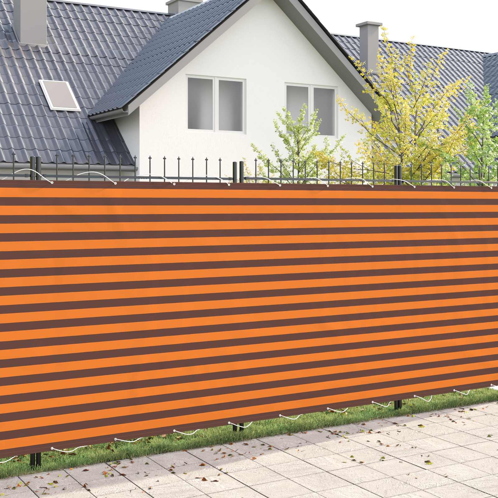 Balkon Privacy Scherm Stof Met Pu-Coating Oranje En Bruin