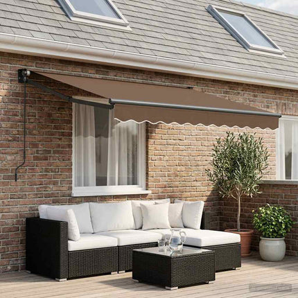 Uitschuifbare Luifel Taupe 100% Polyester En Aluminium Taupe (Antraciet Frame)