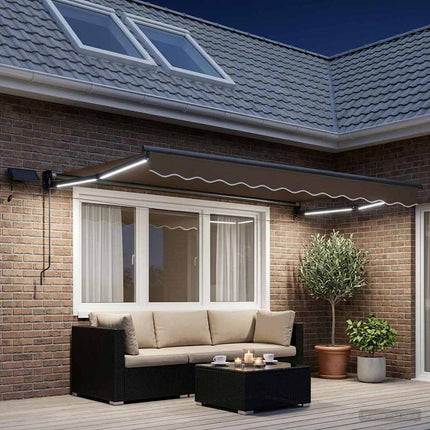 Handbediende Luifel Met Led's Blauw, Wit, Anthraciet Groen En Wit