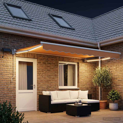 Handbediende Luifel Met Led's Blauw, Wit, Anthraciet Groen En Wit