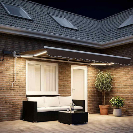 Handmatige Luifelhouder Met Led's En Groen En Wit (Anthraciet Frame)