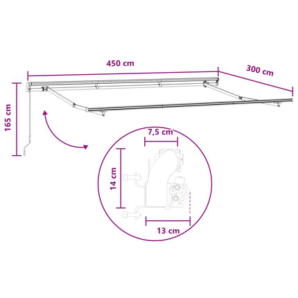 Uitschuifbare Luifel . 4,5 × 3 M Lichtgrijs En Wit